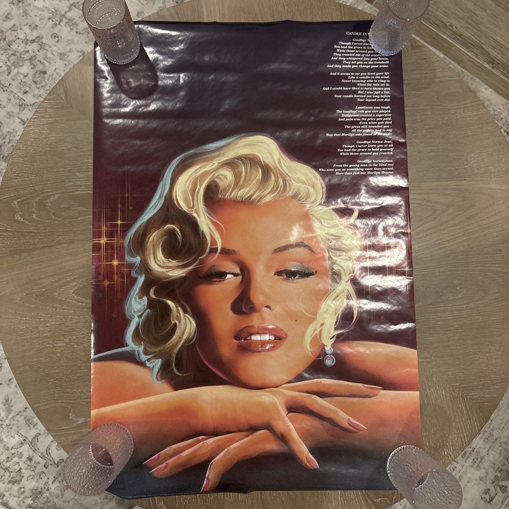 Vintage Marilyn Monroe Poster Candle in the Wind 24x35 By Steve Gulbis 1988